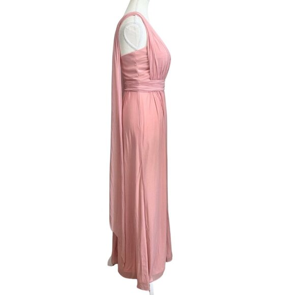 MAY QUEEN SOFT PINK CHIFFON MESH BRIDESMAID BAL GOWN DRESS - 4 - Picture 3 of 11
